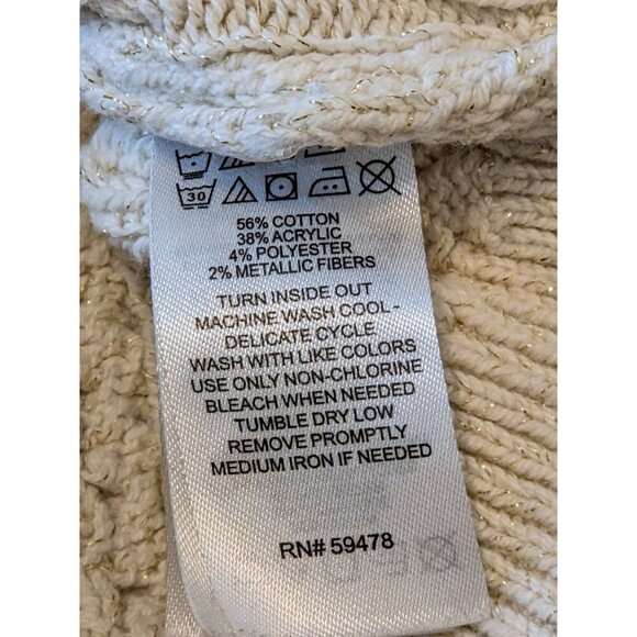 Cynthia Rowley Girls XS 4 Sweater Pumpkin Print Beige Cable Knit Sparkle Ruffle - Picture 4 of 5